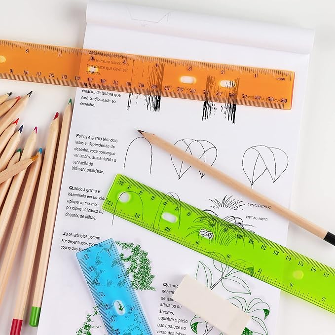 ZZTX 12 Pack Color Transparent Ruler Plastic Rulers 12 Inch, Metric Bulk Rulers with Inches and Centimeters, Kids Ruler for School, Home, Office