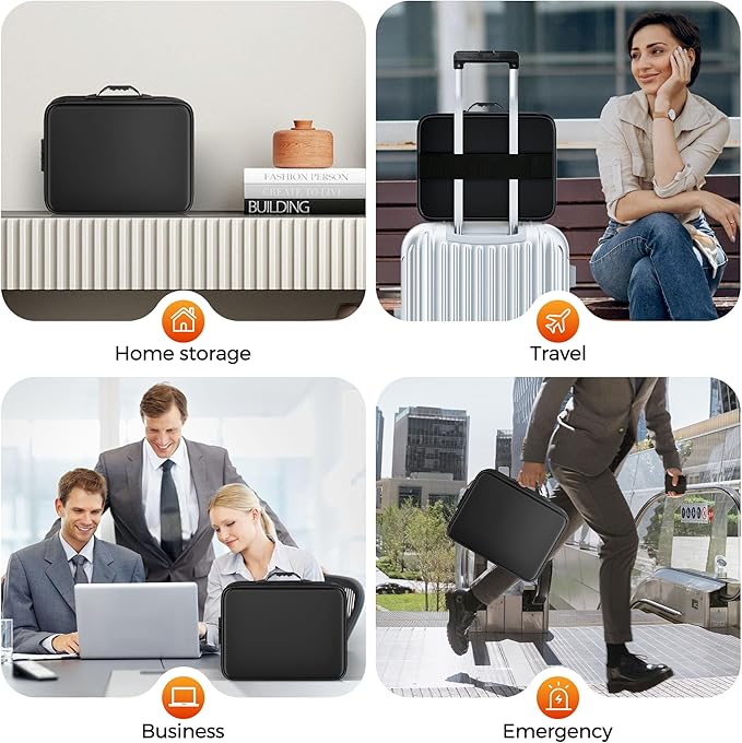 Nacial 5200℉ Fireproof Document Box with Lock, Expandable Document Organizer, Heat Insulated Fireproof Waterproof Box for File Storage, Portable Sturdy Handle for Important Documents Home Travel