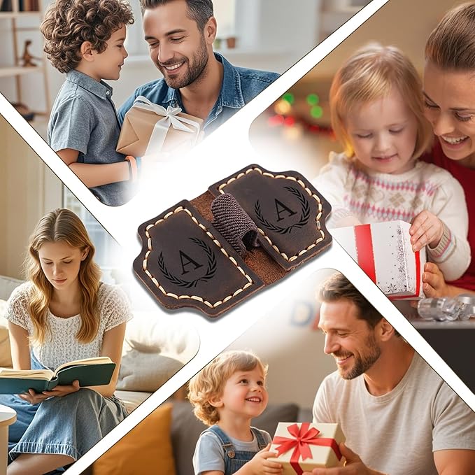 Artlaza Personalized Magnetic Leather Bookmark with Pen Holder - 26 Letters Custom Book Mark with Name Initial Engraved Book Marker for Readers, Book Lovers, Travelers - Gift for Women & Men(Blue,Q