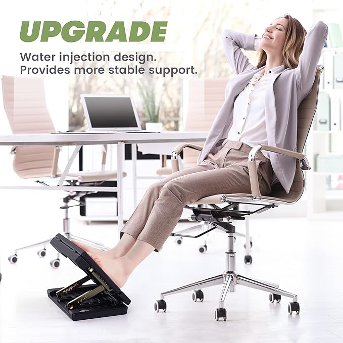Foot Rest Under Desk, Height Adjustable Footrest with Massage Roller and Soft Pad, Foldable Ergonomic Foot Rest for Car, Underdesk, Home, Train(Black)