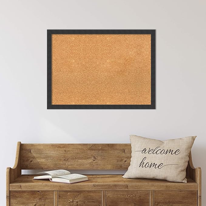 Amanti Art Natural Cork Board for Wall, 22x30 Vision Board with Black Wood Frame, Medium Corkboard Office Decor for Home Organization, Modern Contemporary Corkboard Pinboard to display items for home