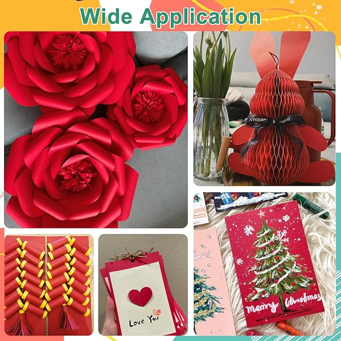 OcePor 50 Sheets Valentine's Day Red Cardstock Paper, Colored Printer Paper 8.5 x 11, Card Stock Thick Construction for Craft,Scrapbook,Office Printing, Invitations, Certificates,92 lb/250gsm