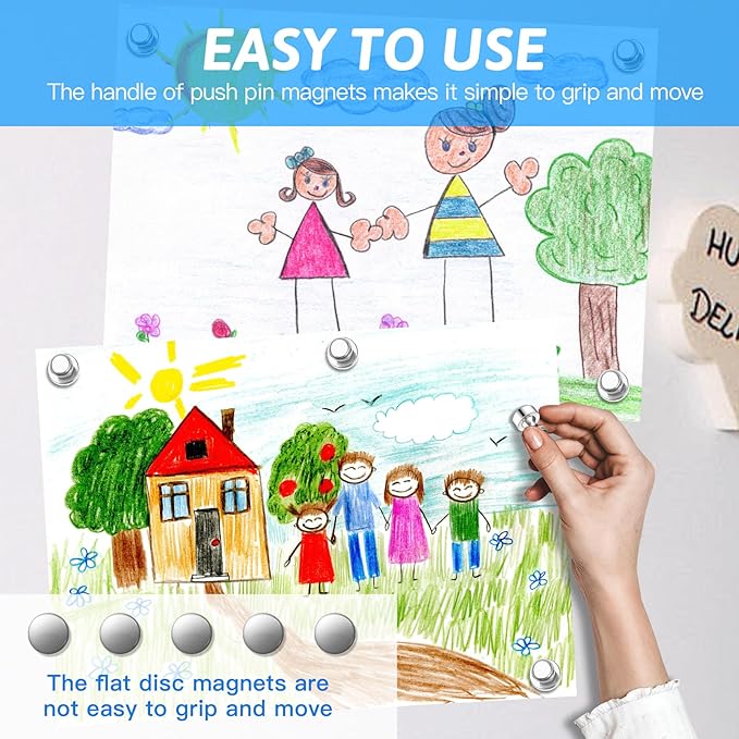 20Pack Magnets for Whiteboard Strong Fridge Magnets Silver Push Pin Refrigerator Locker Magnets for School and Home