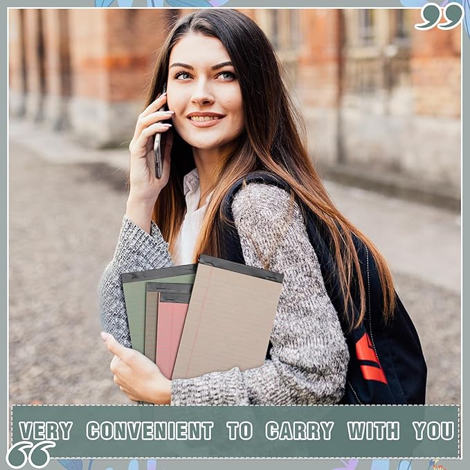 Lincia 24 Pcs 12 Pcs 5" x 8" Small Legal Pads Colored Lined Note Pads Narrow Ruled Writing Notepads 50 Sheets Per Micro Paper Notebook Lined and Perforated for College Office Supplies (Fresh Colors)