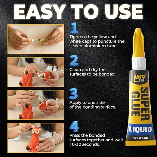 12Γ3g Mini Super Glue Clear Liquid, All Purpose Single Use Superglue Heavy Duty Strong for Plastic Ceramic Glass Metal Repair, Instant Cyanoacrylate Adhesive Bonding Wood Miniatures 3D Print