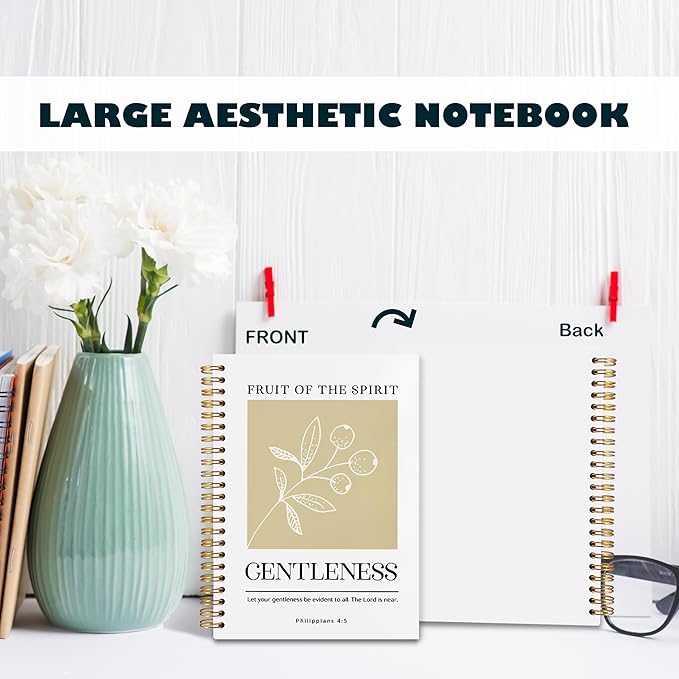 BearCake Fruit of the Spirit Gentleness Christian Notebook Journal, Christian Gifts for Women, Bible Notebooks for Note Taking, Bible Journaling Notebook, Hardcover Spiral Notebook 5.5x8.3