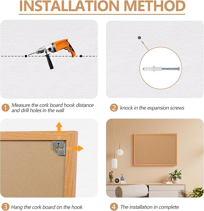 Board2by 2 Pack Cork Board Bulletin Board 18" x 24", Wood Framed Corkboards for Wall Decor, Hanging Office Message Board, Wall Mounted Notice Pin Board with 30 Push Pins for School, Home & Office