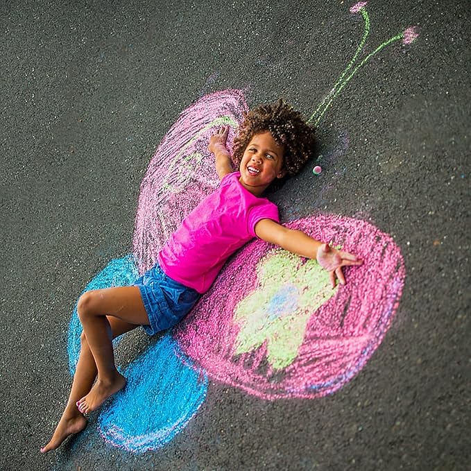 Washable Sidewalk Chalk, 54 Pcs 8 Colors Jumbo Chalks Bulk, Non-Toxic Chalk for Kids Adults, Painting on Chalkboard, Blackboard, Playground, Outdoor Sidewalk