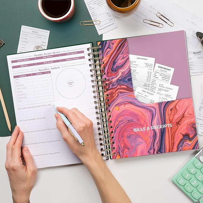 GoGirl Budget Planner & Monthly Bill Organizer – Monthly Financial Book with Pockets. Expense Tracker Notebook Journal, Large (Dark Green)