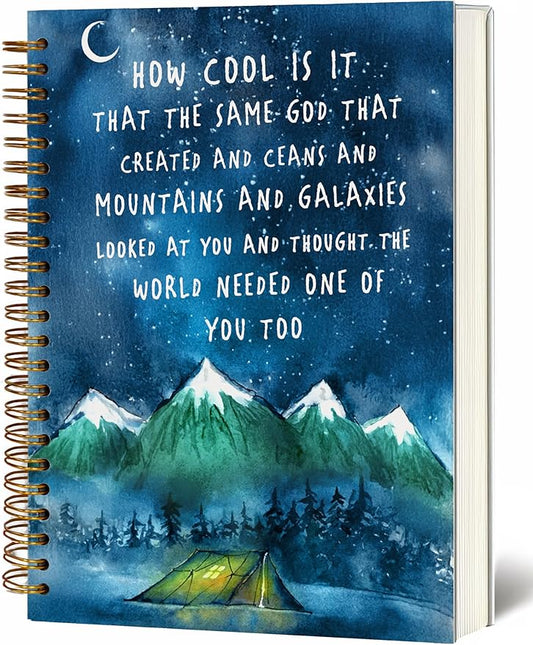 Bible Notebook, A5 Spiral Christian Journal with Floral Pink Butterfly Notebook, Bible Verse-How Cool Is It That the Same God, Inspirational Notebooks for Women, Bible Study, Gift for Birthday Christmas, Office Supplies (Green)