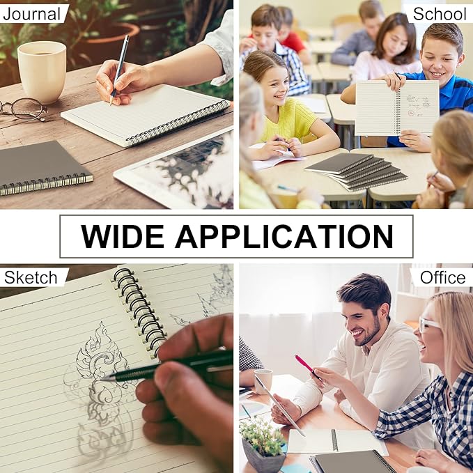 Yahenda Spiral Notebook Bulk A5 Journal Lined 8.3'' x 5.5'' Writing Composition Paper Small Notepad Subject Notebook for Students Office Business Back to School Supplies(Dark Gray,36 Pcs)