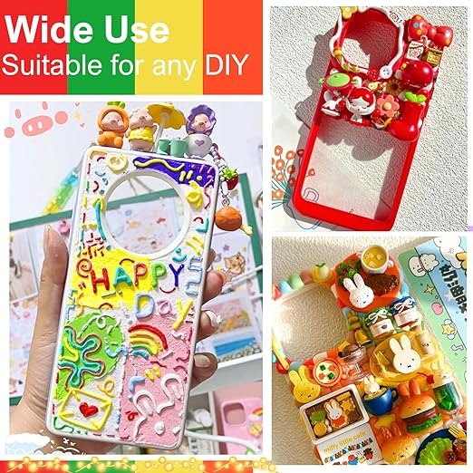 ASTRYAS 10PCS 100g Cream Glue Kit, Decoden Kit, Fake Whipped Cream Glue Clay Frosting with Decorating Tips for Crafts Handmade Phone Case Mirror Jewelry Accessories (Rainbow Theme)