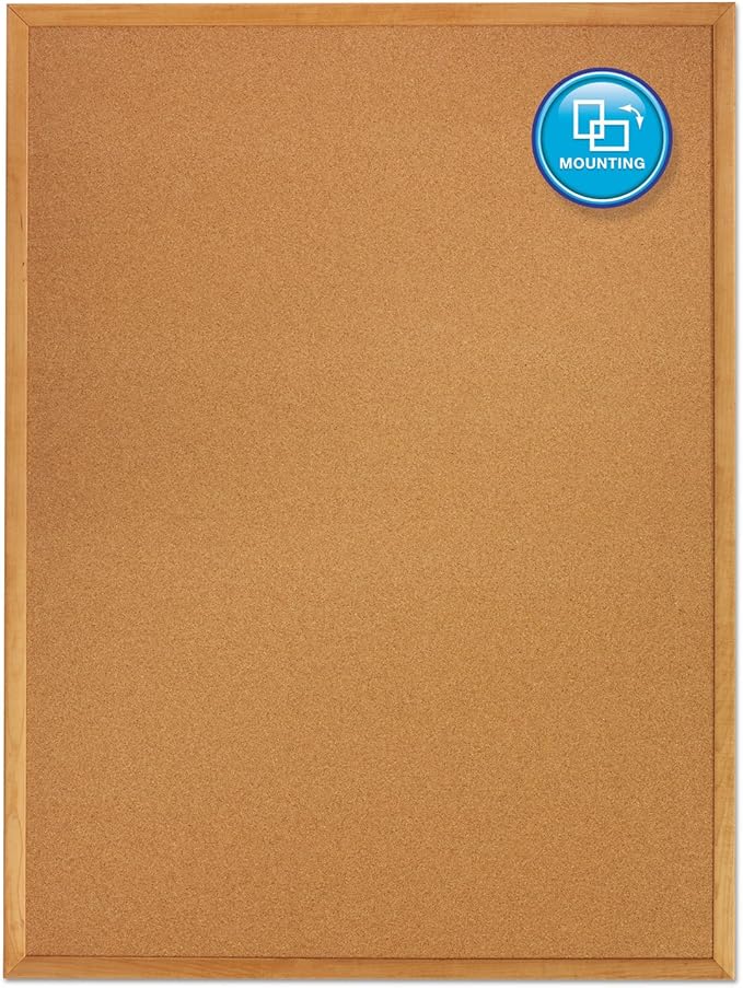 Quartet Cork Board, Bulletin Board, 5' x 3' Corkboard, Oak Finish Frame (305)