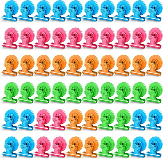 60 Pack Refrigerator Magnets with Clips, Fridge Magnets Whiteboard Magnet Clips, Teacher Classroom Must Haves,Manget Heavy Duty, Best for Photo Displays,Whiteboard,Refrigerator,Locker,Plant