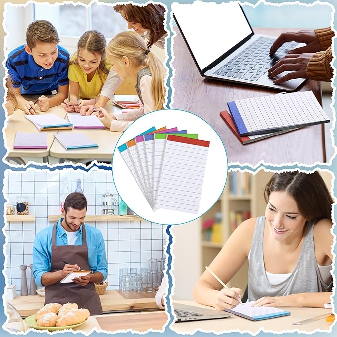 Colarr 24 Pack Legal Pads 3 x 5 Inches Lined Notepads 50 Sheets Wide Ruled Writing Pads for School College Office Business