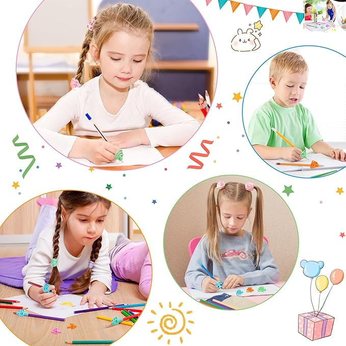 20 Pcs Pencil Grips for Kids Handwriting Pencil Holders Grippers for Kids, Writing Posture Correction Tools for Toddlers, Special Needs Silicone Pencil Supplies for Kindergarten Preschoolers(Mixcolor)