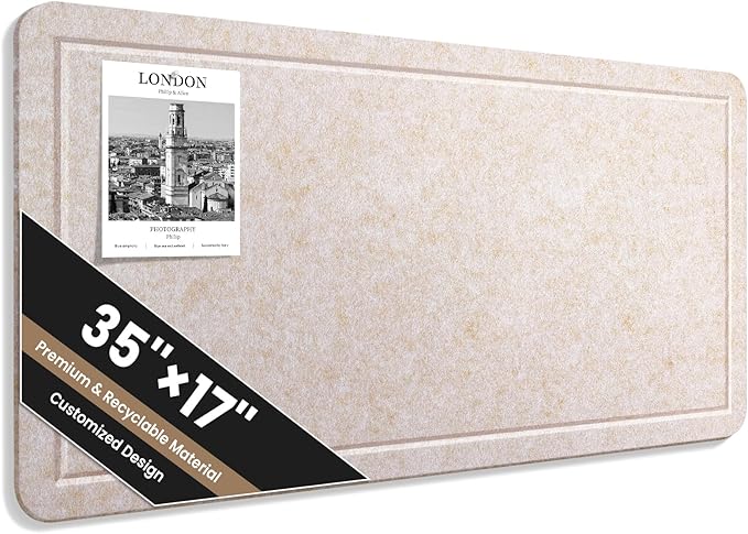 Large Bulletin Board, 35 X 17 Inches Felt Cork Board with 40 Pushpins, Foldable Felt Notice Pin Board Photo Display Board with Self-Adhesive Tape for Office Home School
