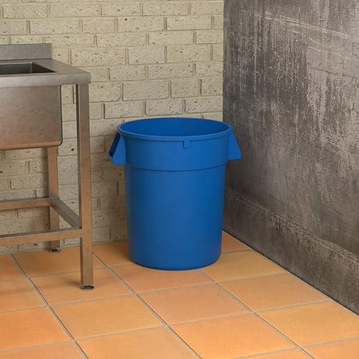 32 Gallon Blue Round Commercial Trash Can