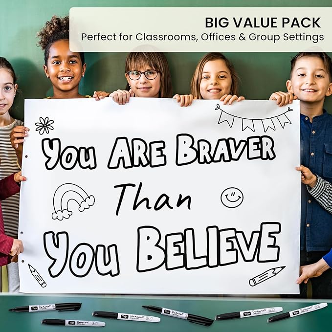 Permanent Markers Fine Tip, 96 Pack Black Quick-Drying and Fade-Resistant Permanent Markers Bulk Set for Writing and Drawing on Wood, Plastic, Metal, Glass, Stone, Ideal for Office School Supplies