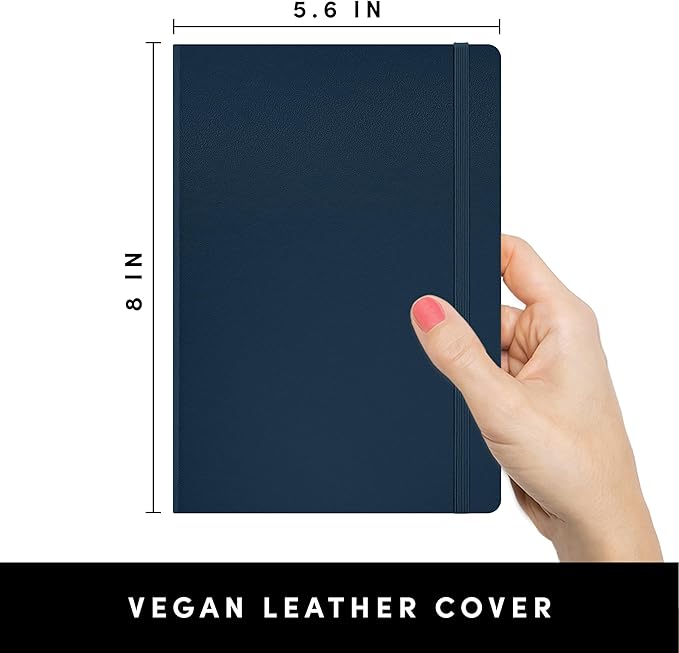 PAPERAGE Blank Journal Notebook, (Navy), 160 Pages, Medium 5.6 in x 8 in - 100 GSM Thick Paper – Hardcover Journaling Notebook for Work, School, Note Taking or Sketching