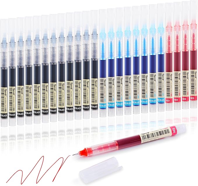RIANCY Liquid Ink Rollerball Gel Pens, 0.5mm Extra Fine Point Tip, 24ct Assorted Colors, Smooth Writing No Smear No Bleed, Vibrant for Journaling, Drawing, Sketching, School Notes & Art Supplies
