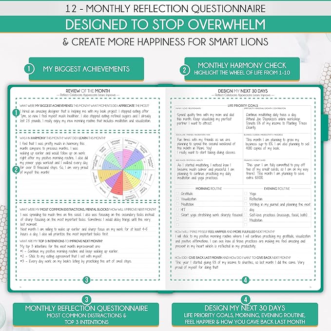 Journal for Men - Undated Daily, Weekly & Monthly Planner with Budget Section | A 12 Month Journey to Increase Productivity & Happiness | Life Organizer & Gratitude Journal - Vertical Format
