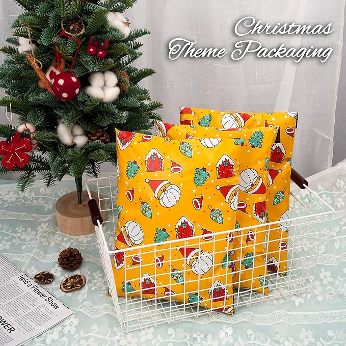 Christmas Poly Mailer - 12x15.5 Inch, Waterproof Shipping Bags - 50 Pcs, Tear-Resistant, Santa Claus Printed