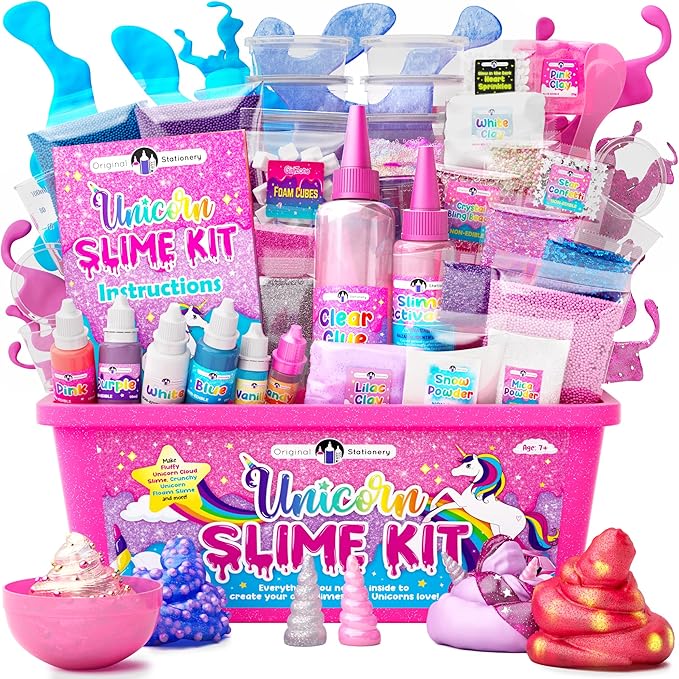 Original Stationery Unicorn Slime Kit for Girls 7 & Up – Create Amazing Glow in The Dark Slime for Kids, Kit Girl Unicorn Stationery Toy Glow Dark.