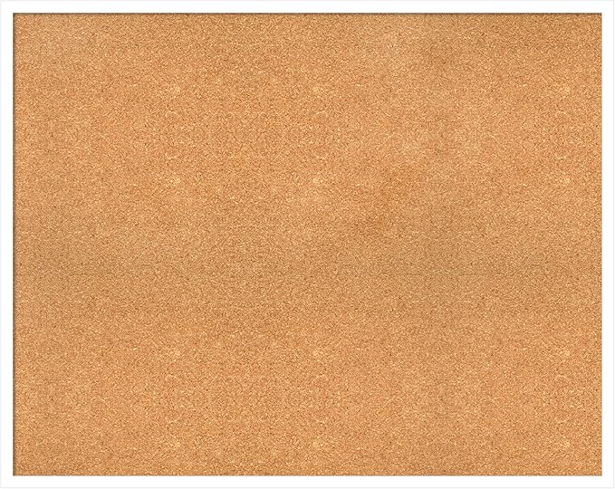 Amanti Art Natural Cork Board for Wall, 31x39 Vision Board with White Frame, X-Large Corkboard Office Decor for Home Organization, Modern Corkboard Pinboard to Display Items for Home Organization in