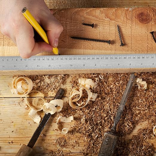 Metal Ruler with Cork Backing: 6+12 Inch Stainless Steel Non-Slip Ruler with Inch and Centimeters