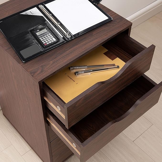 Naomi Home Wooden Office File Cabinets for Home Office, Lateral File Cabinet, Mobile Storage Cabinet Filing Storage Drawer Espresso/5 Drawer