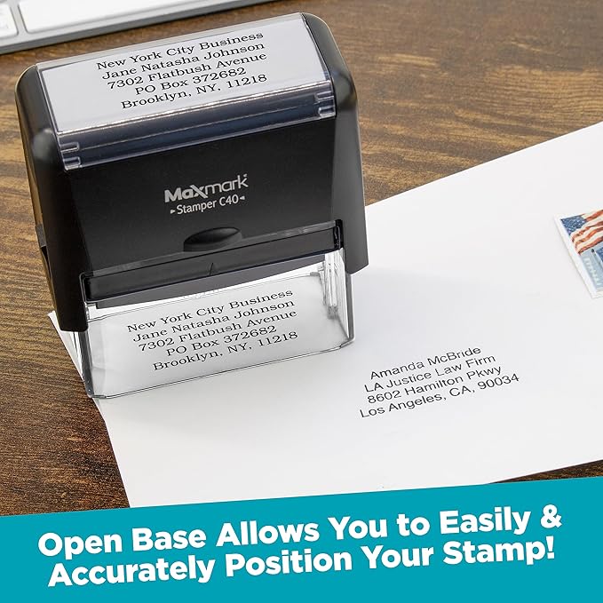 MaxMark Customized Self Inking Stamp - Up to 8 Lines of Text - XX-Large Size - Choose from 15 Ink Colors
