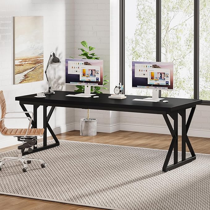 Tribesigns 78.7-Inch Executive Desk, Large Computer Office Desk Workstation, Modern Simple Style Laptop Desk Study Writing Table Business Furniture for Home Office (Black, 78.7 Inch)