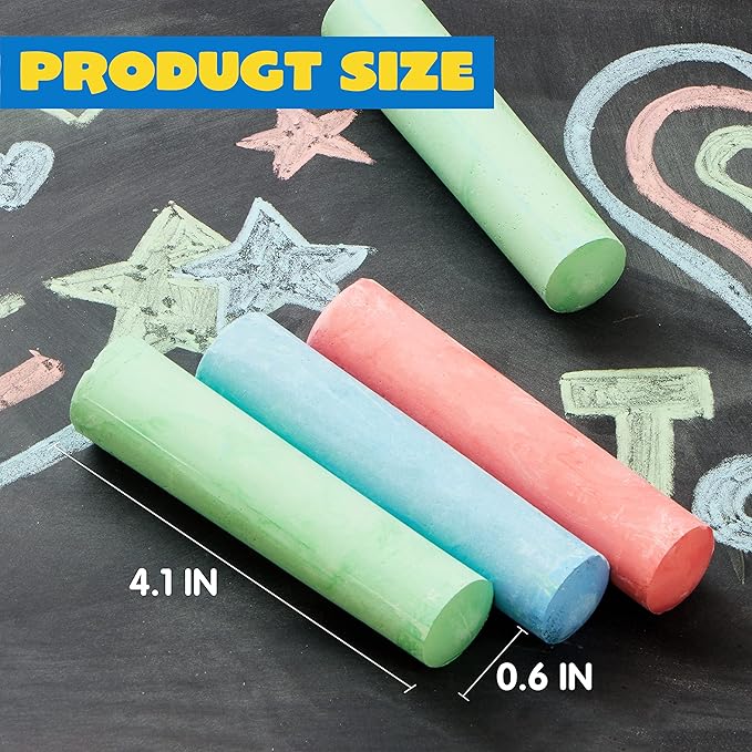 JOYIN 108 PCS Sidewalk Chalk Set in 36 Count, 3 Assorted Colors, Non-Toxic Jumbo Washable Driveway Chalk for Outdoor Art Play, Great Gift Toys for Kids, Classroom