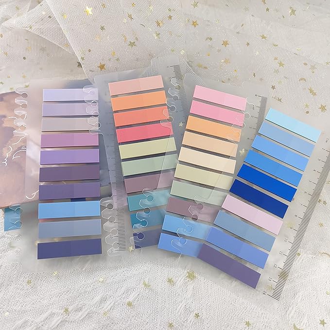 Potanro 800 Pcs Sticky Index Tabs, 4 Sheets Strip Index Tabs, Writable Page Sticky Notes with Ruler for Page Marking Classify File