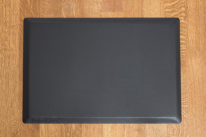 Rocelco 32" Height Adjustable Standing Desk Converter BUNDLE - Sit Stand Computer Workstation Riser with Anti Fatigue Mat - Dual Monitor Retractable Keyboard Tray Gas Spring - Black (R EADRW-MAFM)