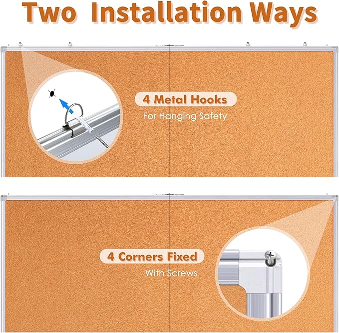 maxtek Large Cork Board 60 x 48 in, Bulletin Board for Walls, 5'x 4' Extra Aluminum Framed Corkboard, Foldable Wall Mounted Back to School Pin Memo Notice Cork Board for Office, Home Wall Display