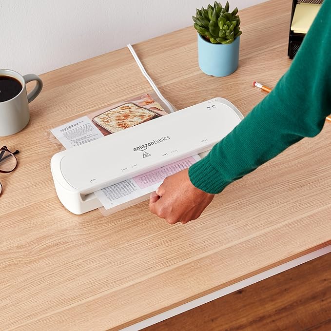 Amazon Basics 9 inch Thermal Laminator Machine for Documents and Photos, Easy to Use for Home Office or School, White