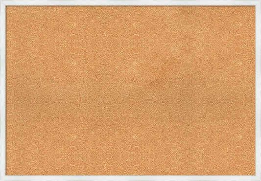 Amanti Art Natural Cork Board for Wall, 27x39 Vision Board with White Frame, Large Corkboard Office Decor for Home Organization, Country Rustic Corkboard Pinboard to Display Items for Home