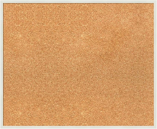 Amanti Art Natural Cork Board for Wall, 19x23 Vision Board with White Frame, Medium Corkboard Office Decor for Home Organization, Modern Corkboard Pinboard to Display Items for Home Organization in