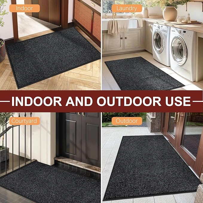 Vicwe Indoor Outdoor Door Mat, 2'x6' Heavy Duty Front Door Mat, Non-Slip Washable Doormats Entrance Mats, Dirt Resistant and Absorbent Doormat, Commercial Outdoor Entrance Floor Mat for Home Office