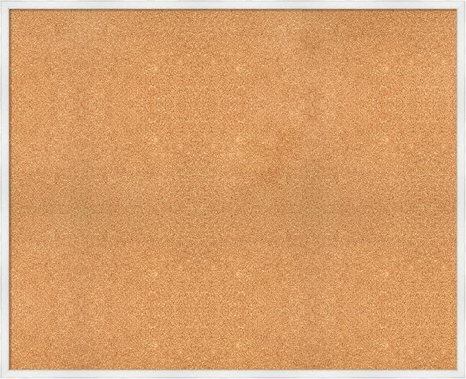 Amanti Art Natural Cork Board for Wall, 35x43 Vision Board with White Frame, Oversize Corkboard Office Decor for Home Organization, Country Rustic Corkboard Pinboard to Display Items for Home