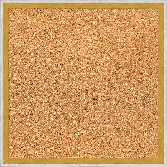 Amanti Art Natural Cork Board for Wall, 15x15 Vision Board with White Frame, Small Corkboard Office Decor for Home Organization, Modern Corkboard Pinboard to Display Items for Home Organization in