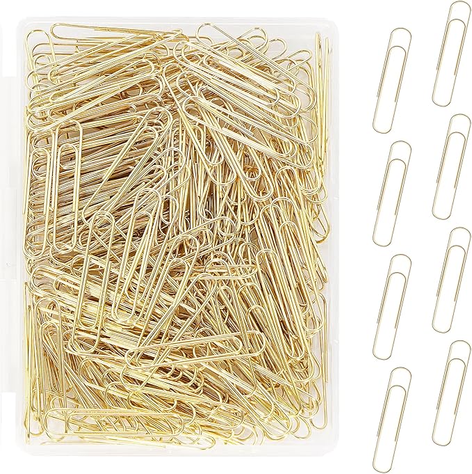 Jumbo Paper Clips, 200pcs 2 Inch Paper Clip, Large PaperClips, Stainless Steel, Paperclip for Paperwork Office School Home and Personal Use (Golden)