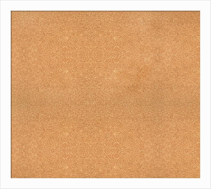 Amanti Art Natural Cork Board for Wall, 35x39 Vision Board with White Frame, X-Large Corkboard Office Decor for Home Organization, Casual Corkboard Pinboard to Display Items for Home Organization in