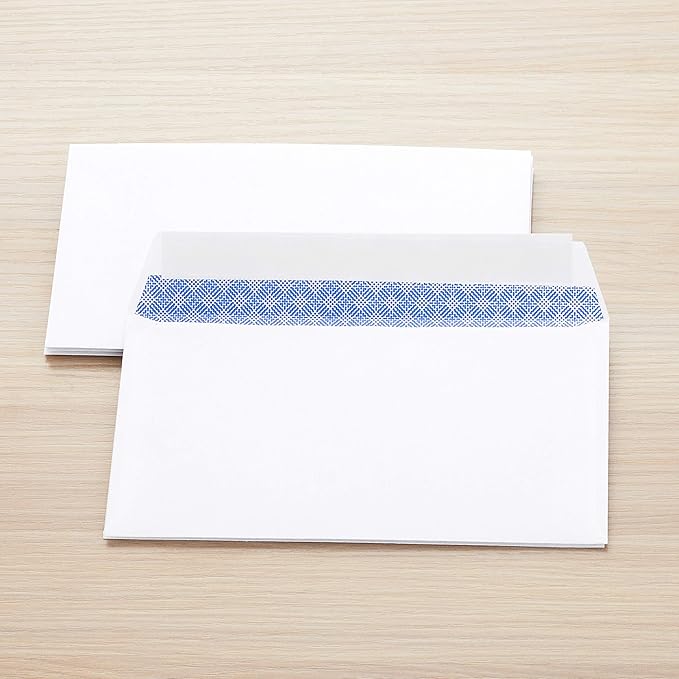 Amazon Basics Security Self-Seal Mailing Envelope, White, 6 3/4, 100-Pack