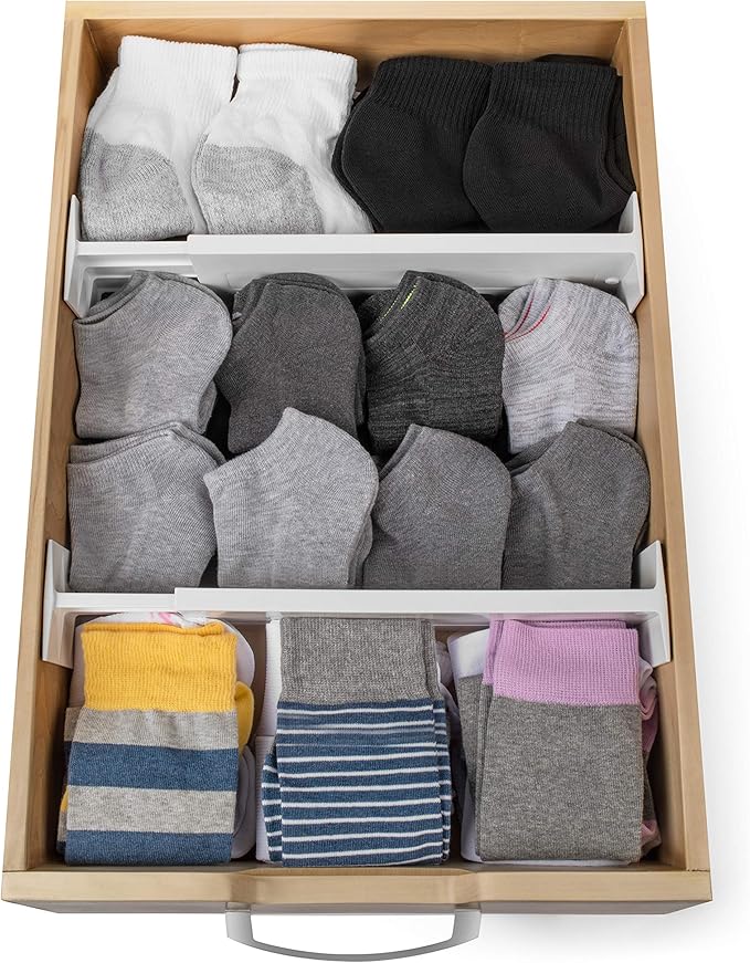 Dial Industries Adjustable Dresser Drawer Clothes Organizer Dividers, Set of 2, 4.5" Deep
