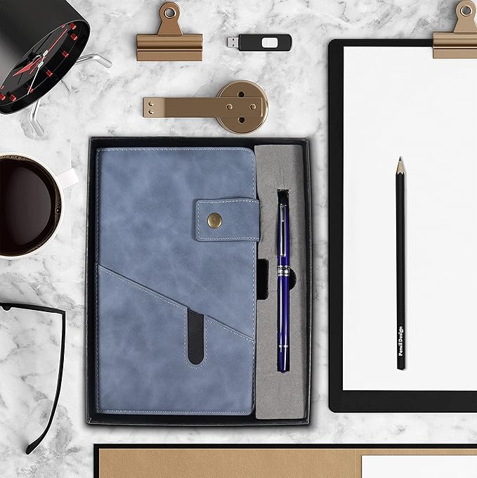 A5 Lined Leather Journal Notebook,Hardcover Journal Set with Pen and Gift Box,100Pages 100gsm Thick Ruled Paper Daily Diary for Men Women School,Travel,Business,Work,Writing 5.9" X 8.4"