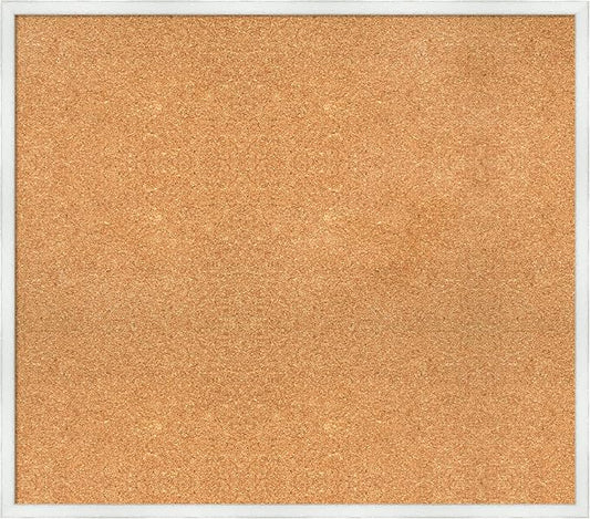 Amanti Art Natural Cork Board for Wall, 29x33 Vision Board with White Frame, Large Corkboard Office Decor for Home Organization, Country Rustic Corkboard Pinboard to Display Items for Home