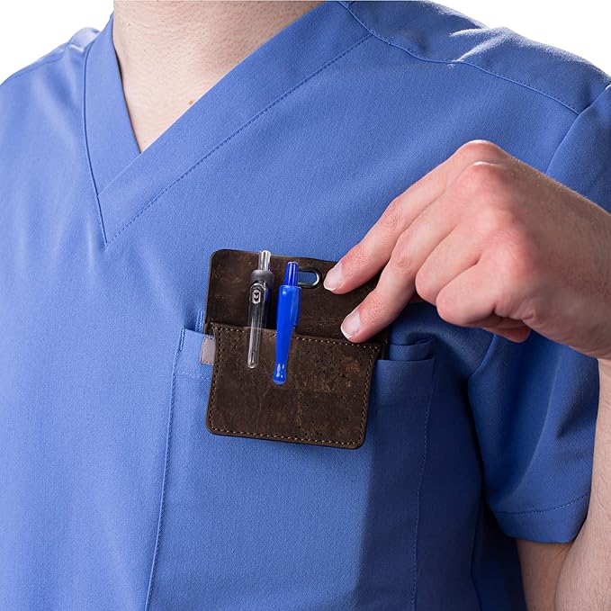 Premium Portuguese Cork Pocket Protector for Men | Multi-Use Pocket Protectors for Shirts and Lab Coats | For Pen, Pencils, Pointers, and More | 2 Pack of Brown Pocket Organizer Protectors